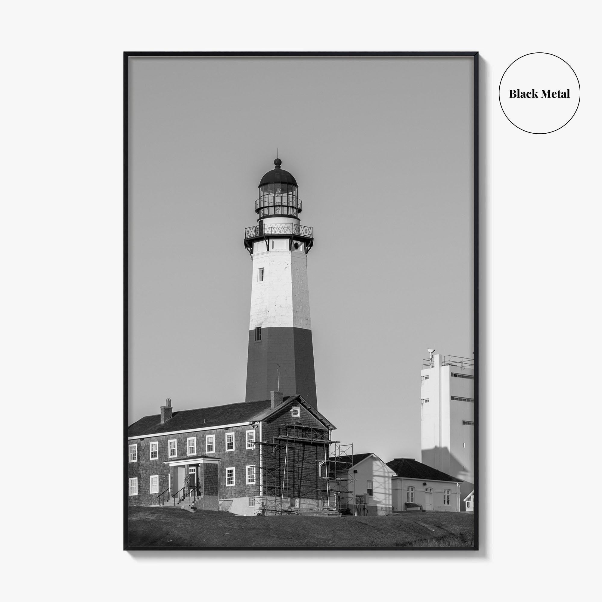 Montauk Point Lighthouse Black and White Fine Art Photo Print, Long Island NY Poster