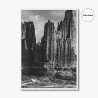 Moab Black and White Fine Art Photo Print, Fisher Towers Utah Colorado River Poster