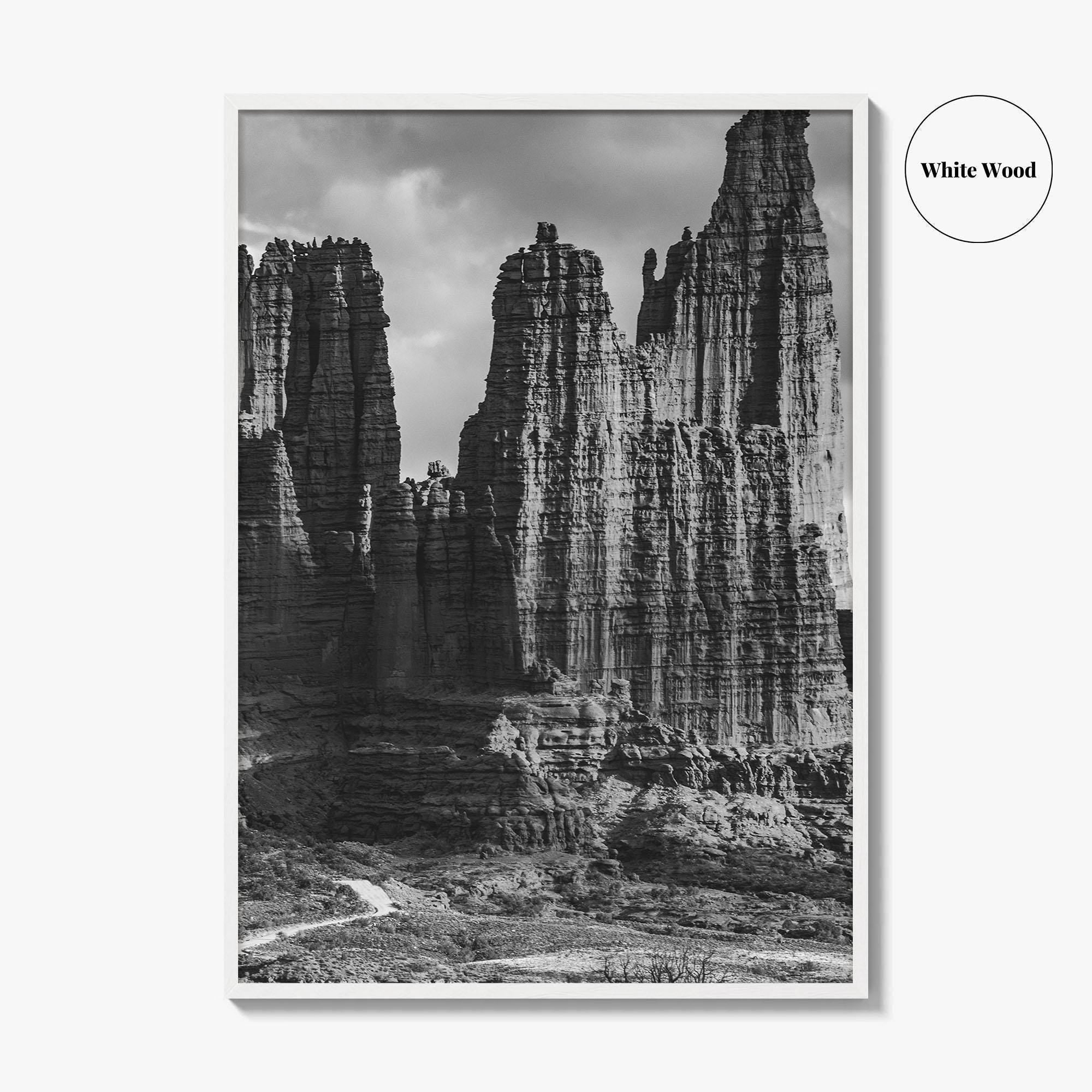 Moab Black and White Fine Art Photo Print, Fisher Towers Utah Colorado River Poster