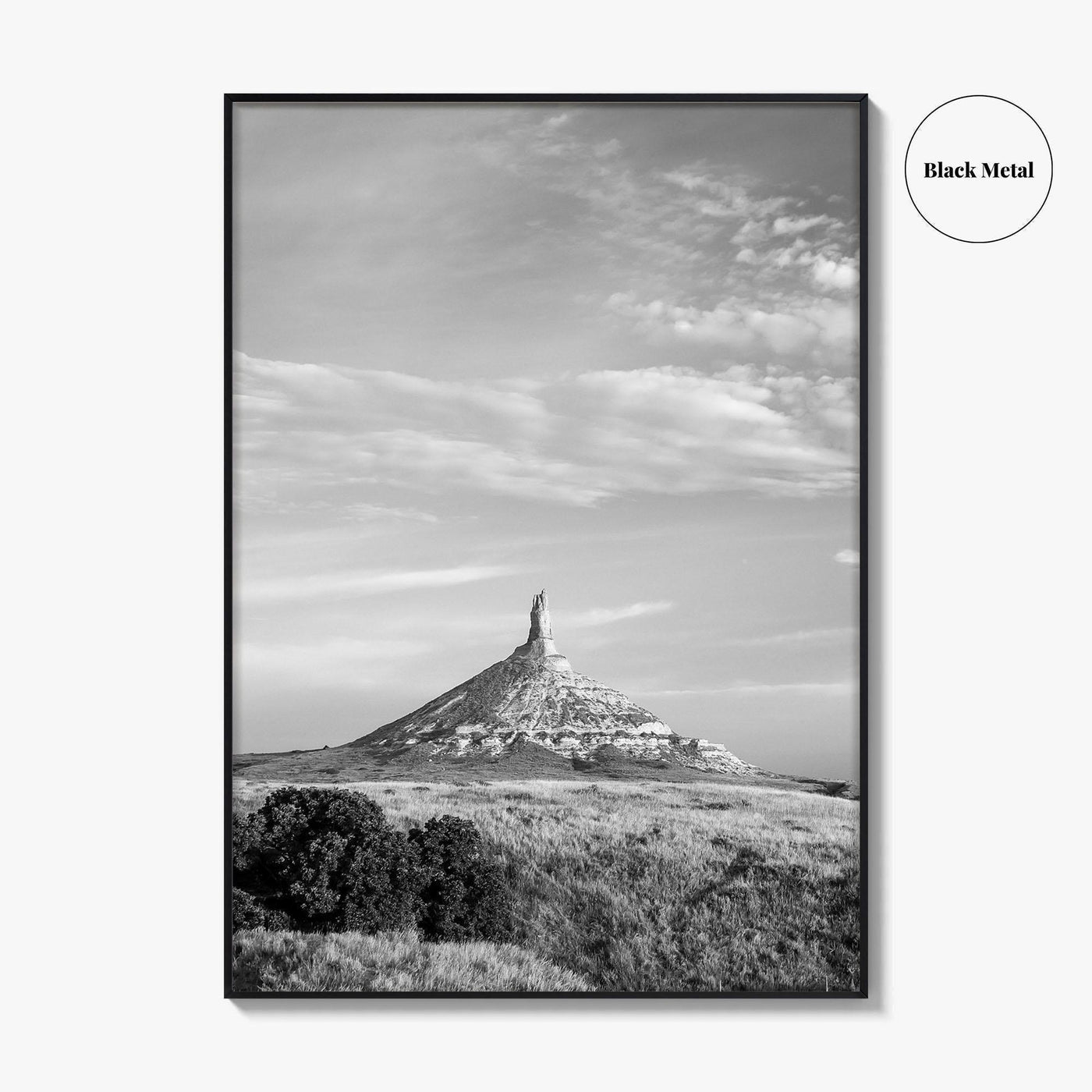 Chimney Rock Black and White Fine Art Photo Print, Nebraska Historic Site USA Poster