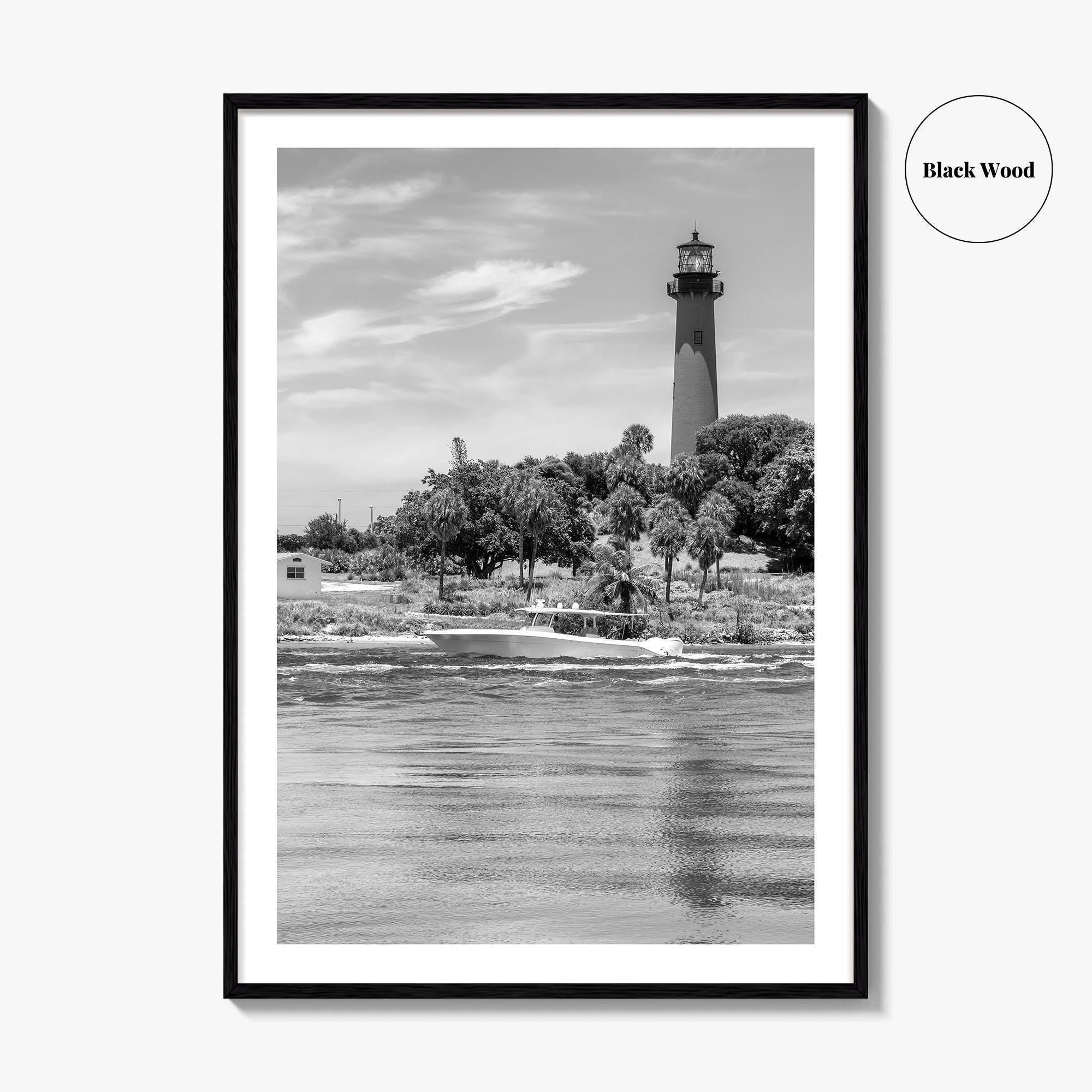 Jupiter Black and White Fine Art Photo Print, Palm Beach Lighthouse Florida USA Poster