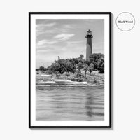 Jupiter Black and White Fine Art Photo Print, Palm Beach Lighthouse Florida USA Poster