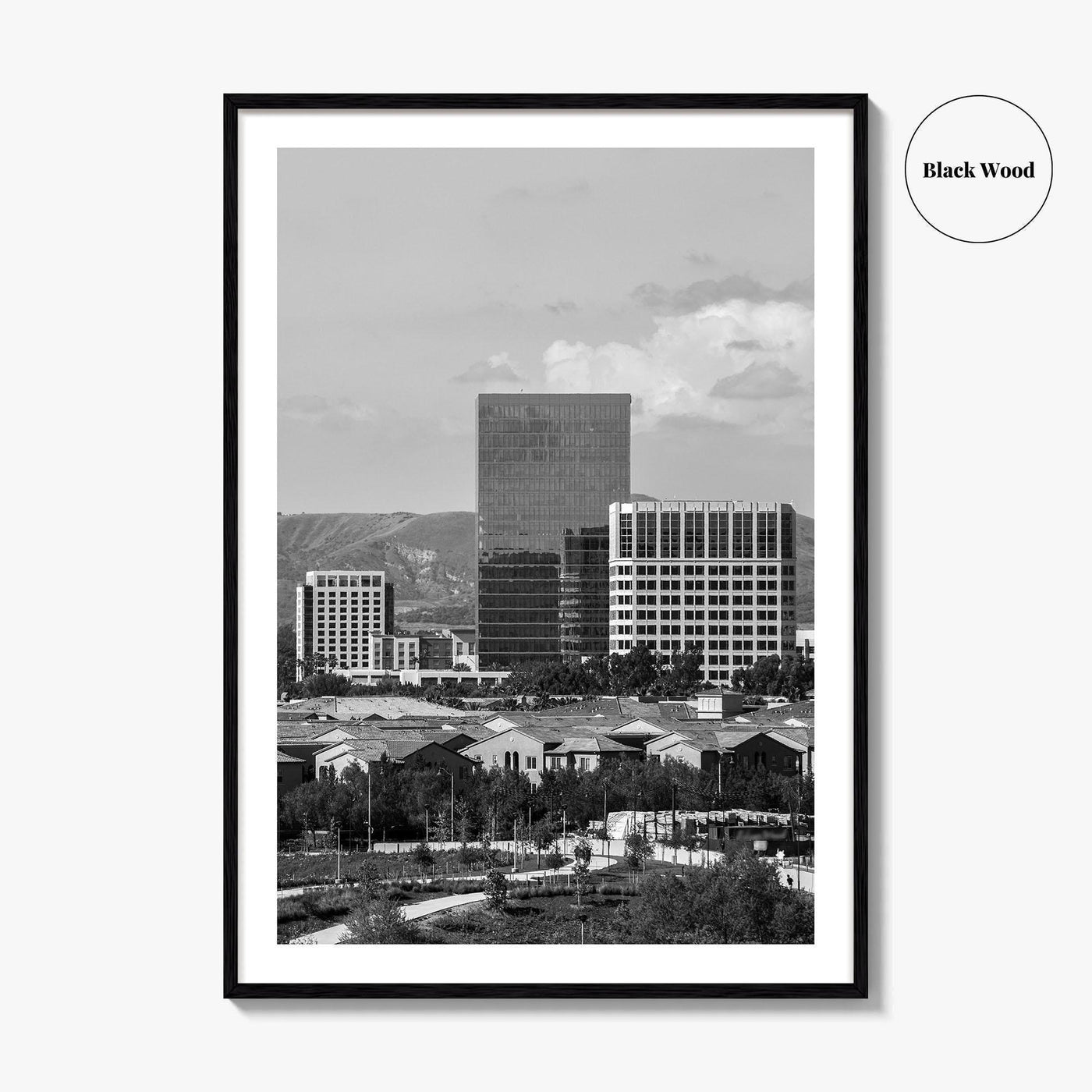 Irvine Skyline Black and White Fine Art Photo Print, Orange County, California Poster