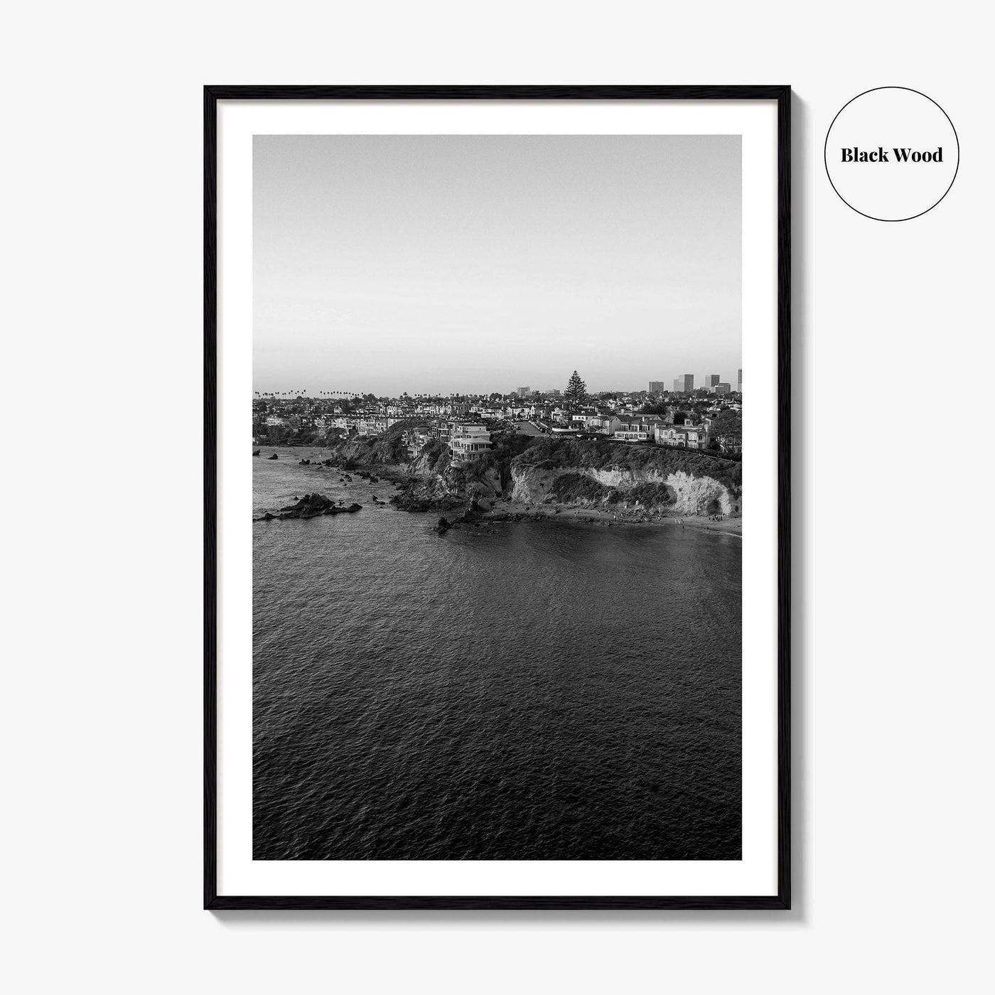 Newport Beach Black and White Fine Art Photo Print, Corona Del Mar California Poster