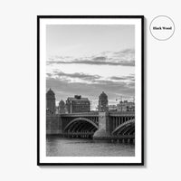 Boston Black and White Fine Art Photo Print, Longfellow Bridge Charles River Cambridge Poster