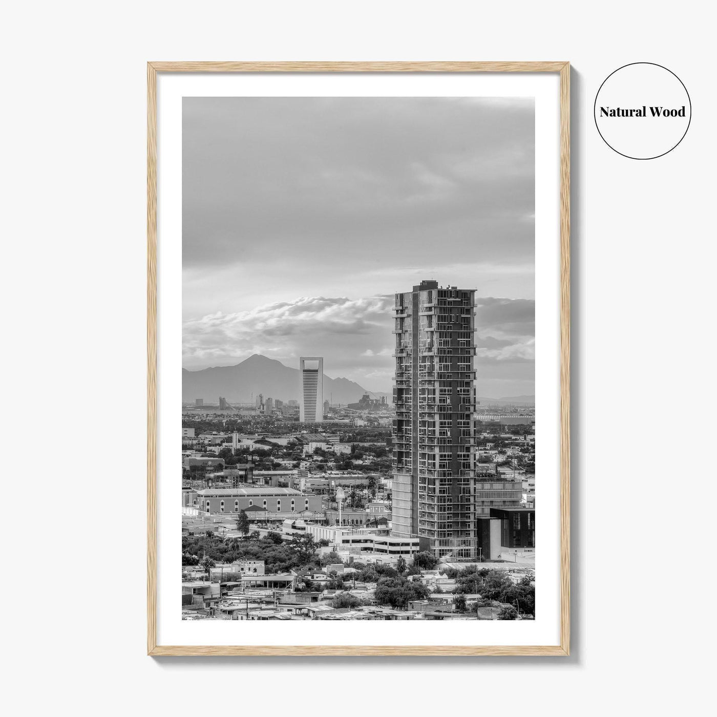 Monterrey Black and White Fine Art Photo Print, Mexico City View, Nuevo Leon Poster