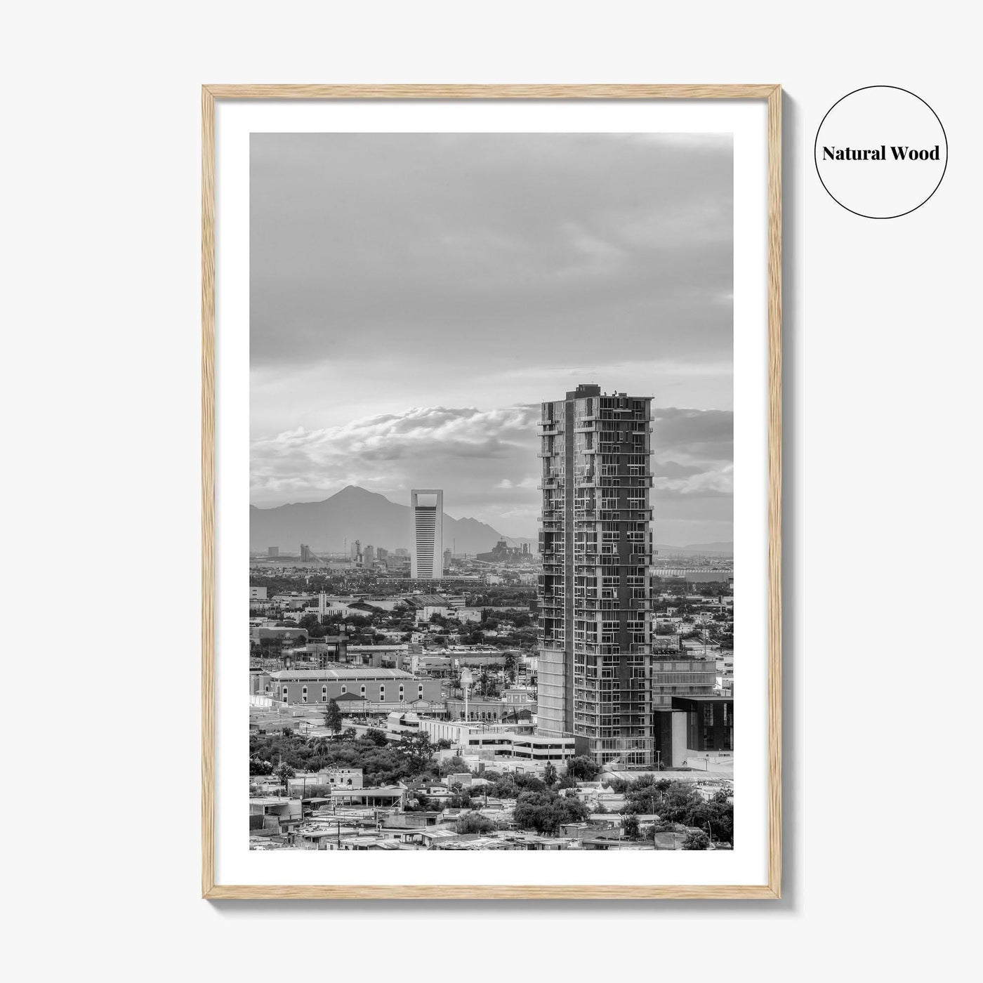 Monterrey Black and White Fine Art Photo Print, Mexico City View, Nuevo Leon Poster