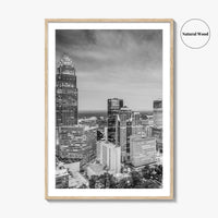 Charlotte Skyline Black and White Fine Art Photo Print, Uptown North Carolina Poster