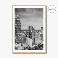 Charlotte Skyline Black and White Fine Art Photo Print, Uptown North Carolina Poster