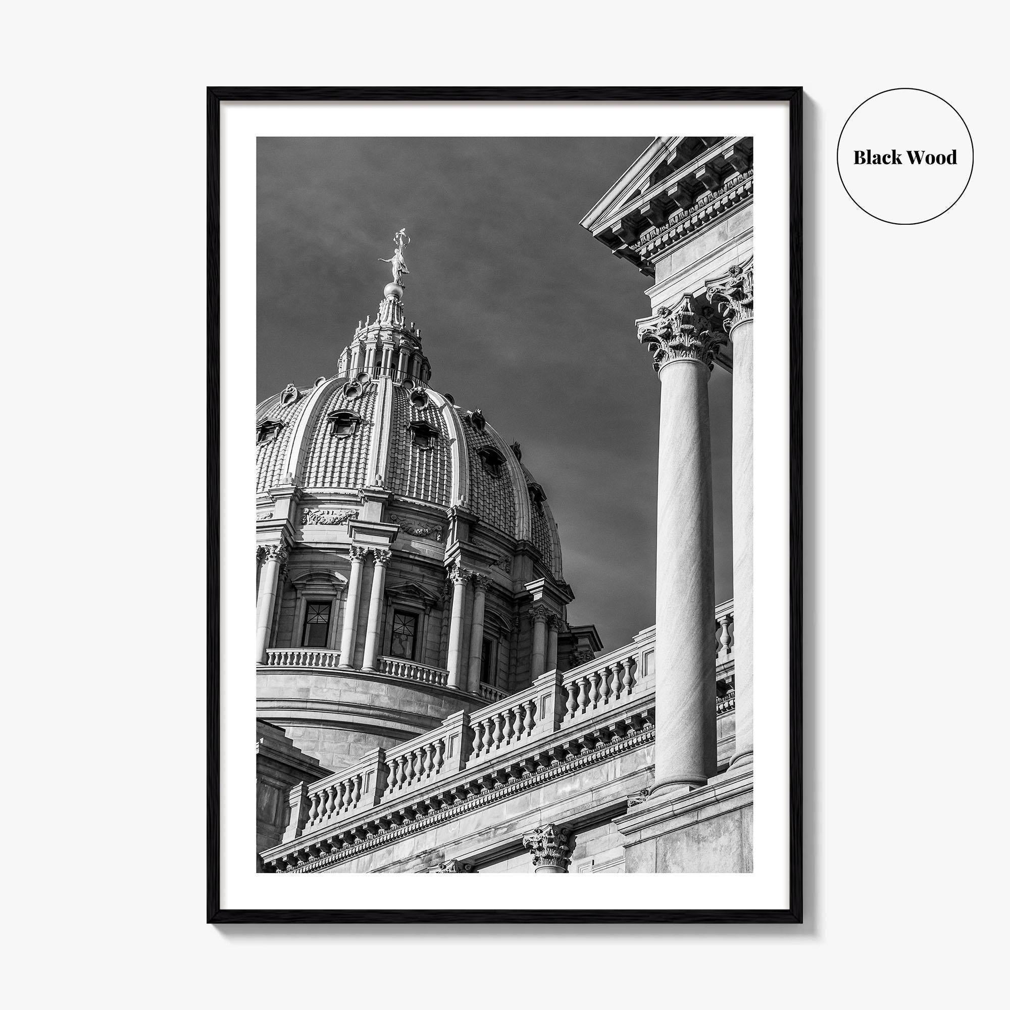 Harrisburg Black and White Fine Art Photo Print, Pennsylvania State Capitol Poster