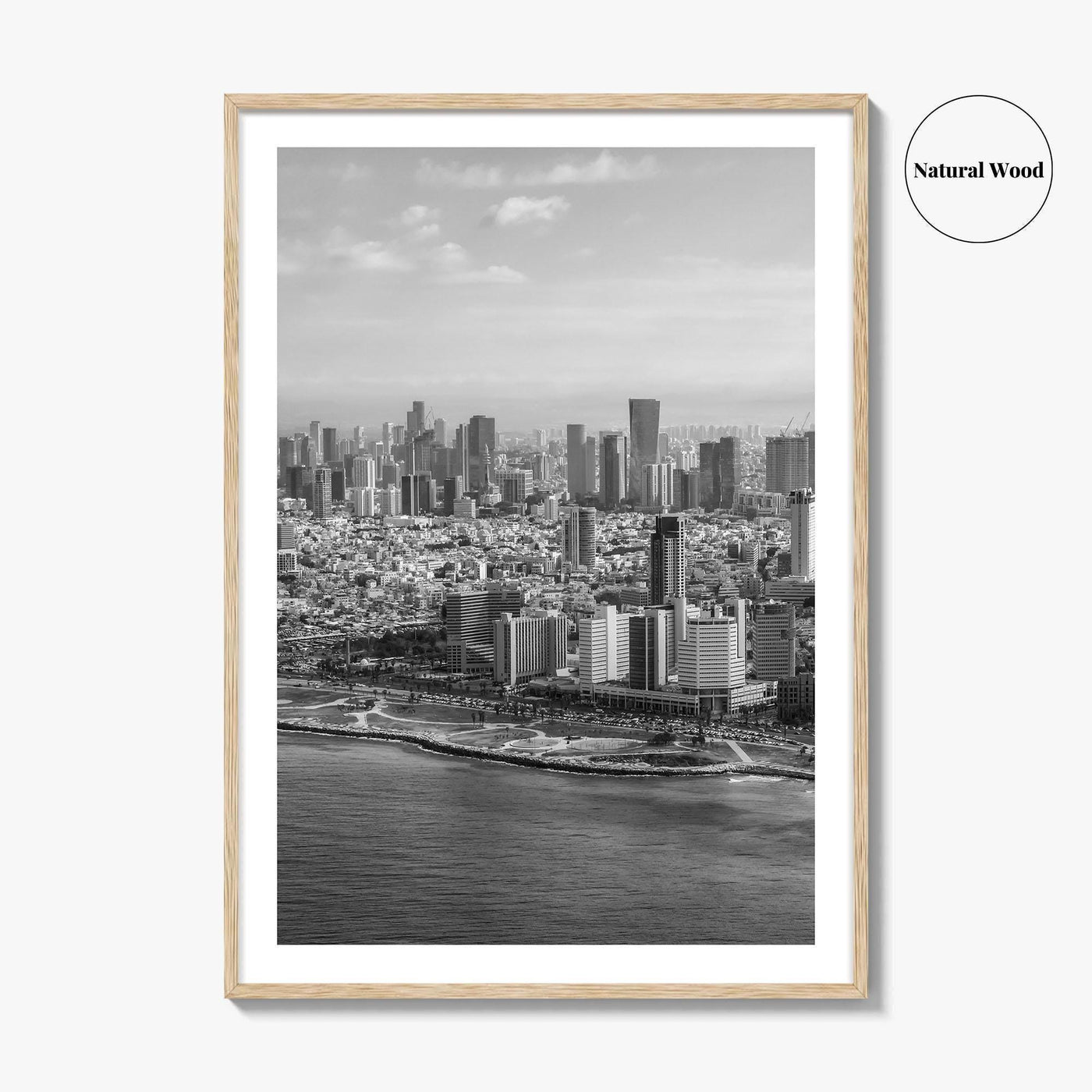 Tel Aviv Skyline Black and White Fine Art Photo Print, Israel Beach Poster