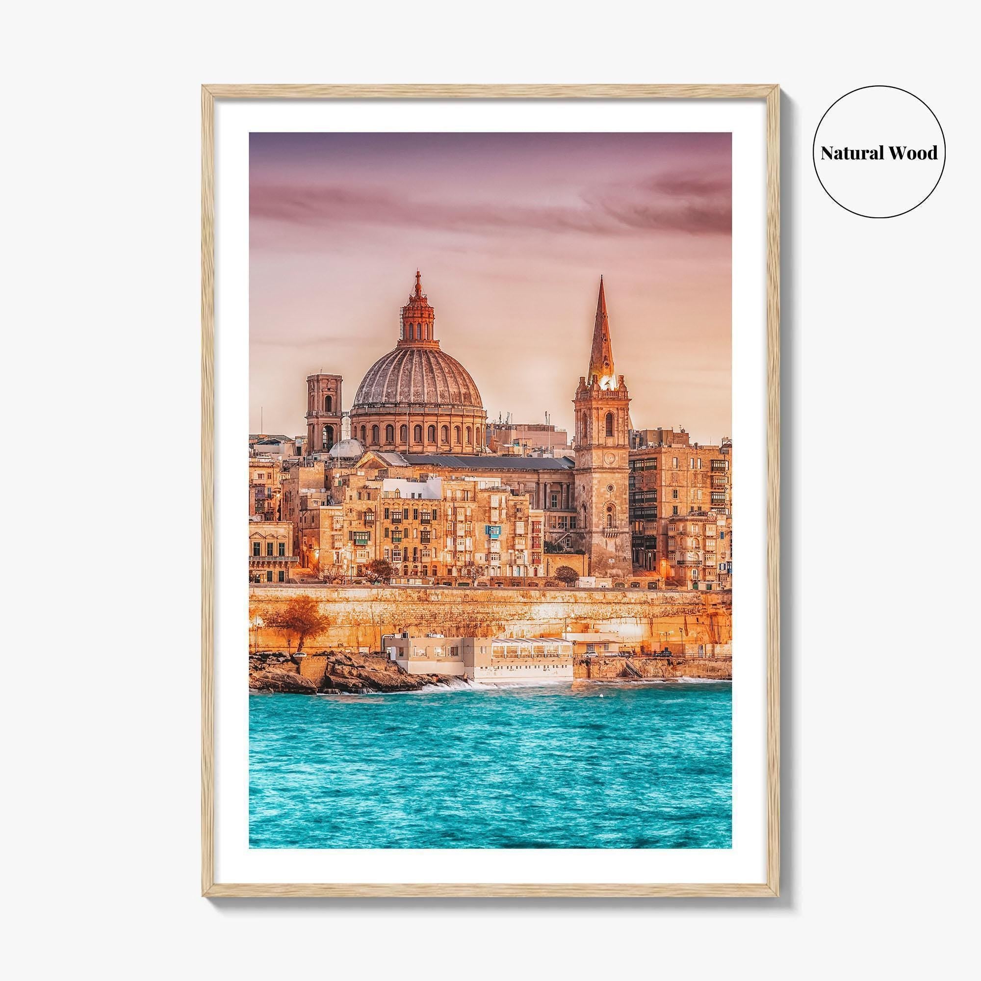 Valletta Malta Skyline Fine Art Photo Print, Marsamxett Harbour, Wall Decor Poster