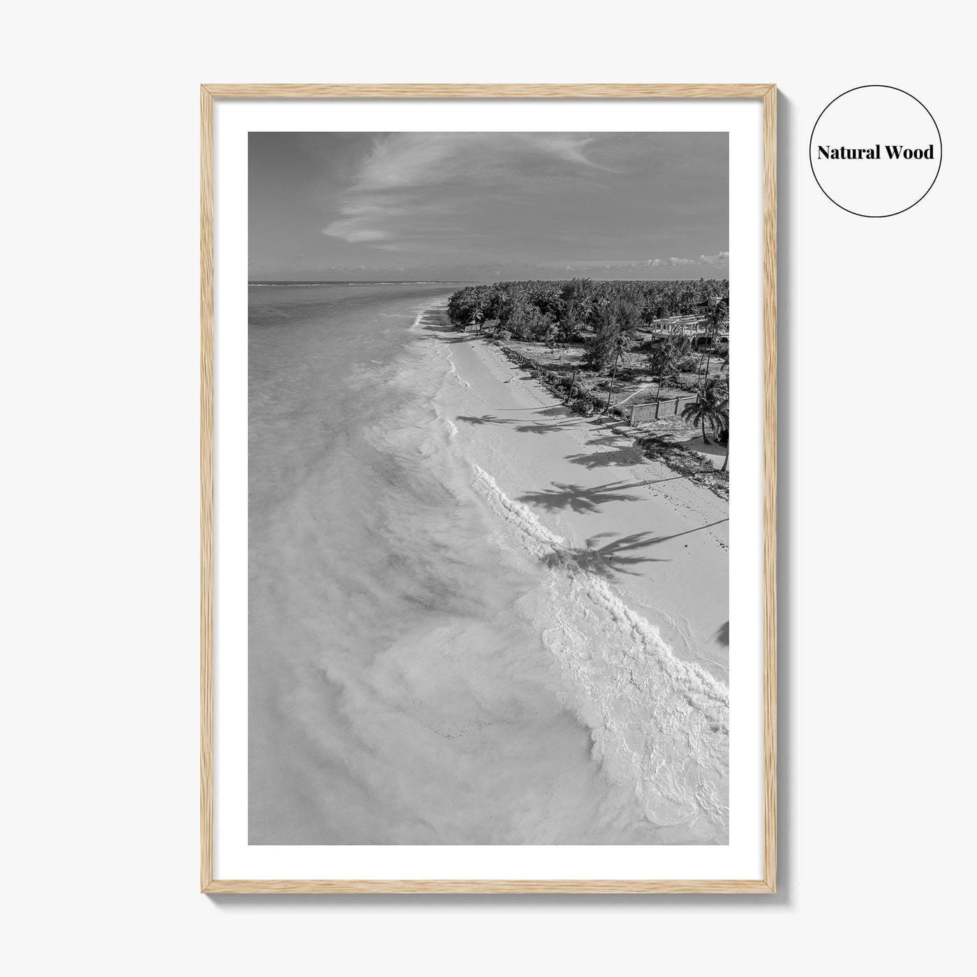 Zanzibar Black and White Fine Art Photo Print, Aerial Beach, Tanzania, Indian Ocean Poster