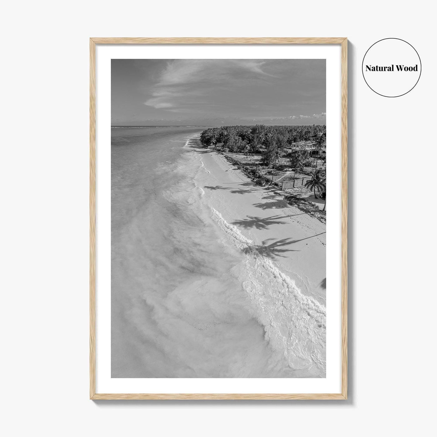 Zanzibar Black and White Fine Art Photo Print, Aerial Beach, Tanzania, Indian Ocean Poster