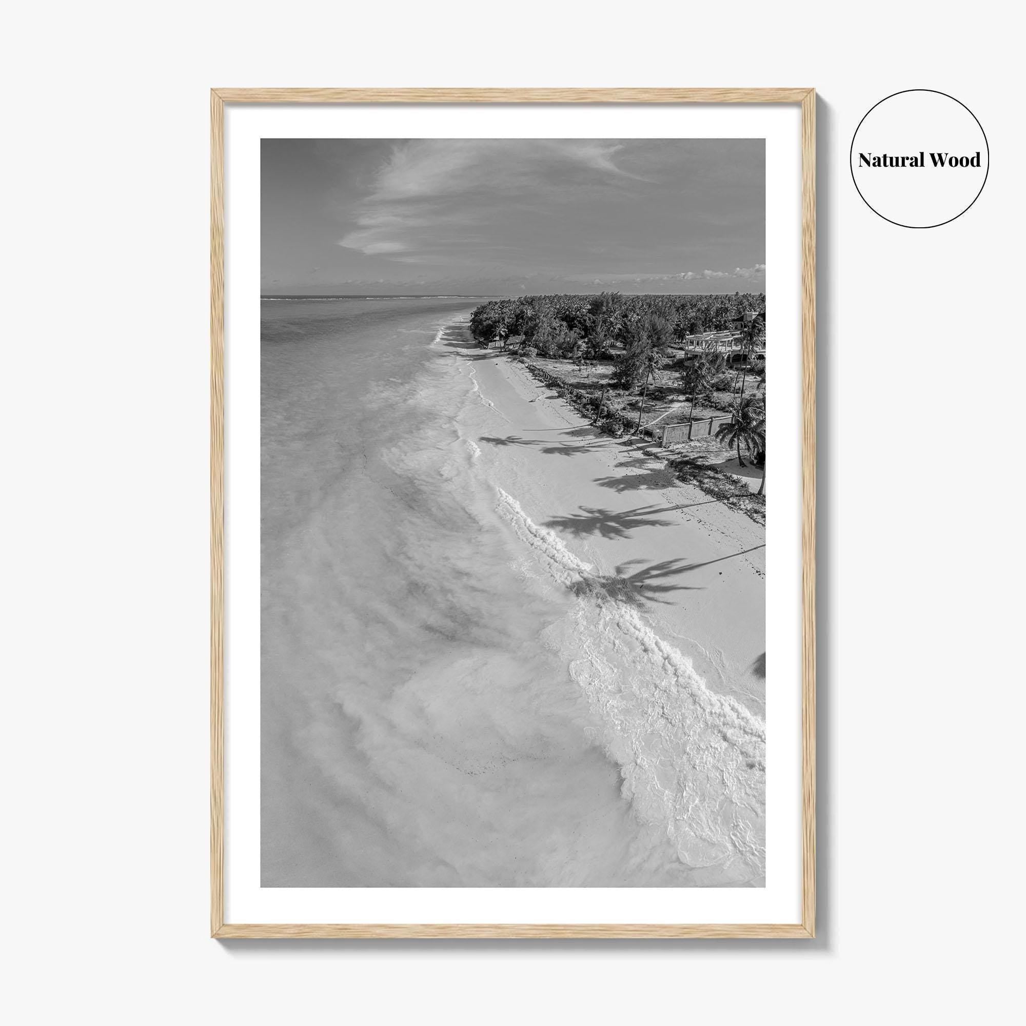 Zanzibar Black and White Fine Art Photo Print, Aerial Beach, Tanzania, Indian Ocean Poster