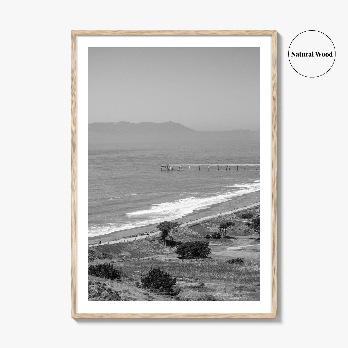 Pacifica Black and White Fine Art Photo Print, Mori Point California Poster USA