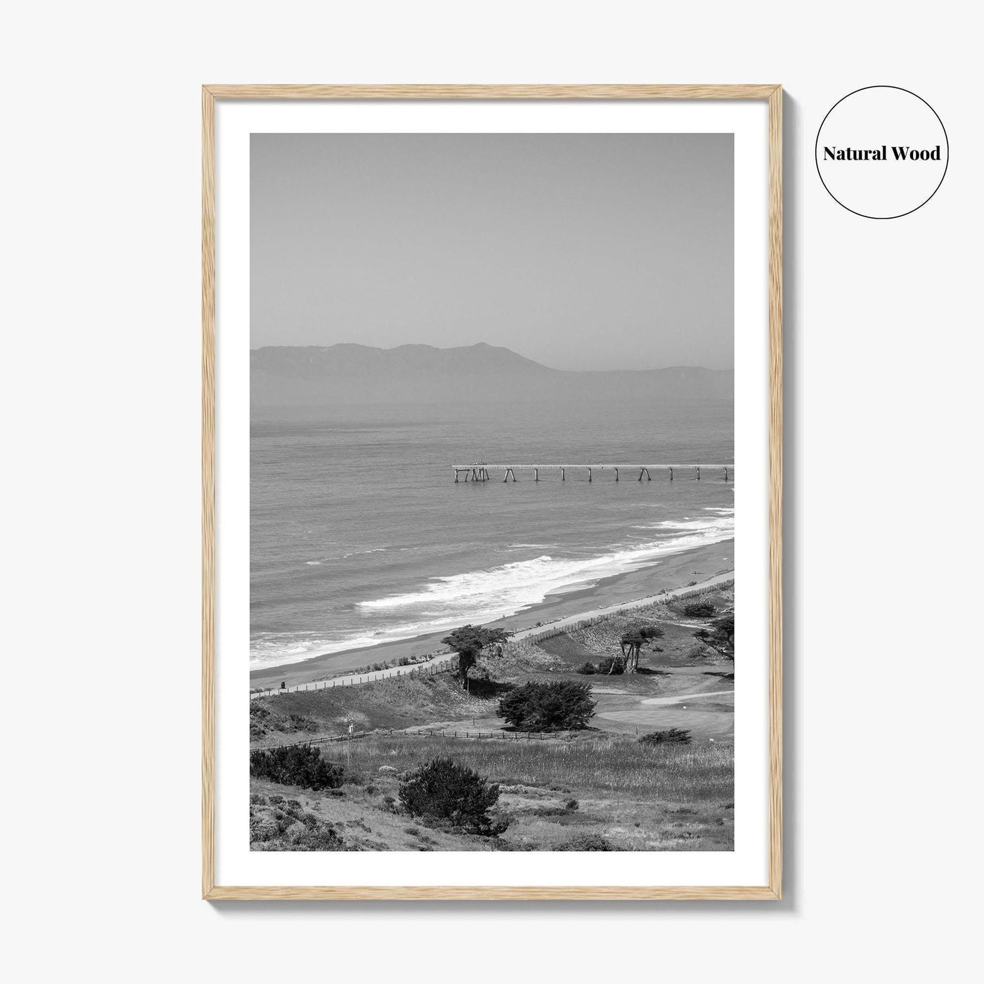 Pacifica Black and White Fine Art Photo Print, Mori Point California Poster USA