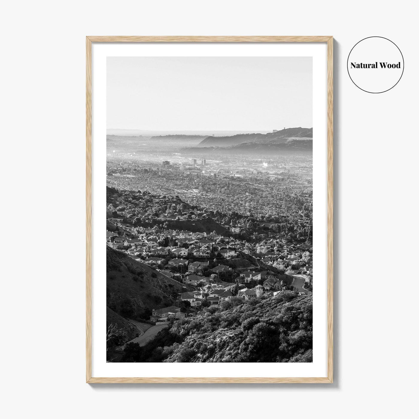 Burbank Skyline Black and White Fine Art Photo Print, Los Angeles, California Poster