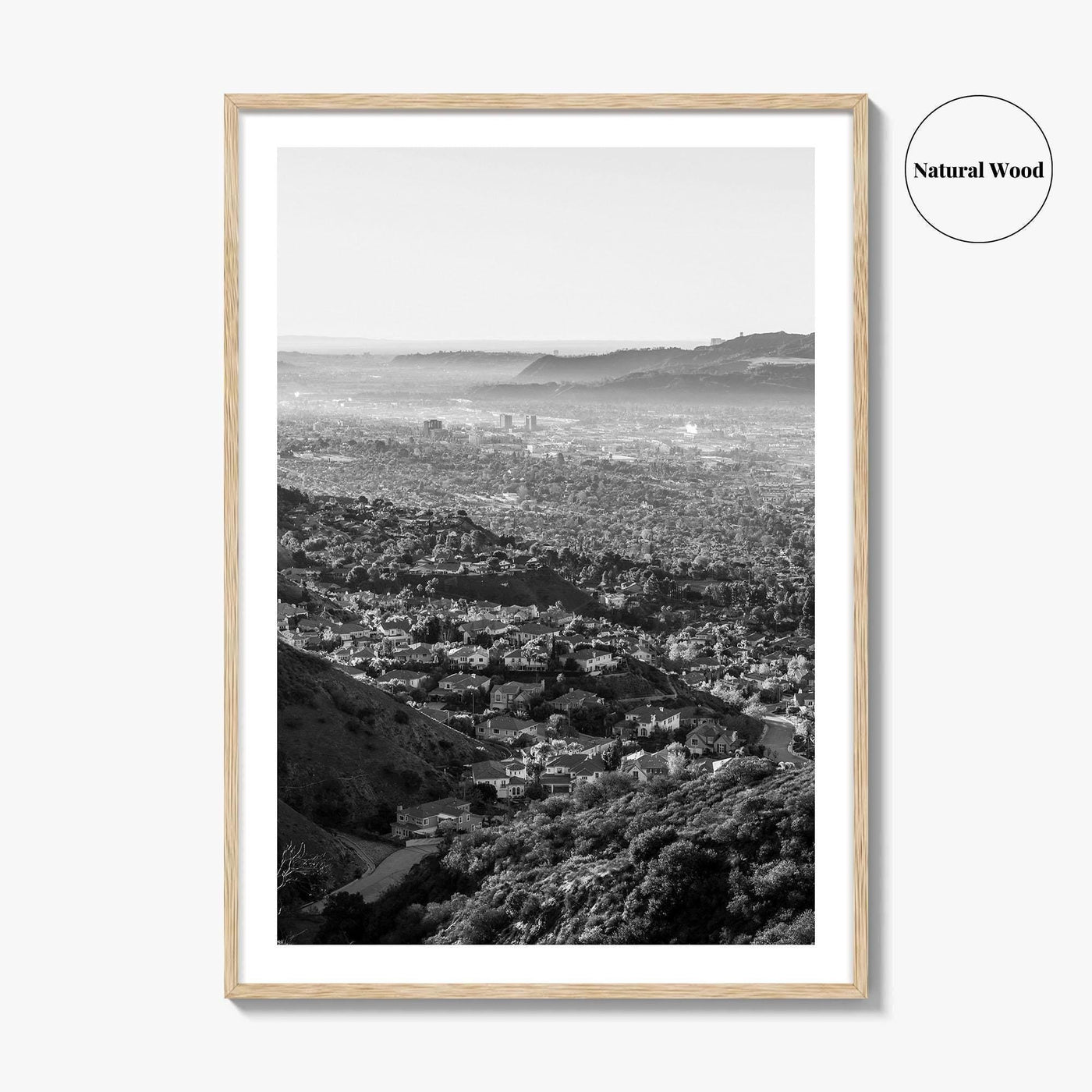 Burbank Skyline Black and White Fine Art Photo Print, Los Angeles, California Poster