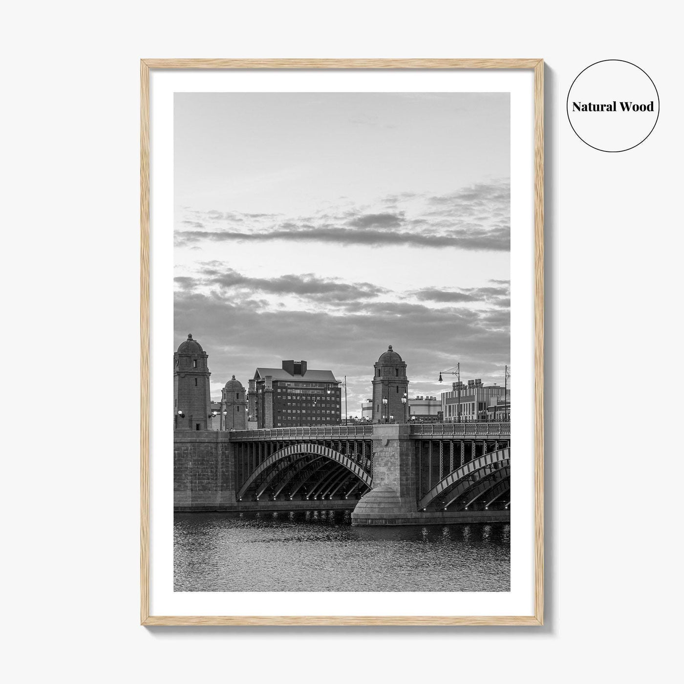 Boston Black and White Fine Art Photo Print, Longfellow Bridge Charles River Cambridge Poster