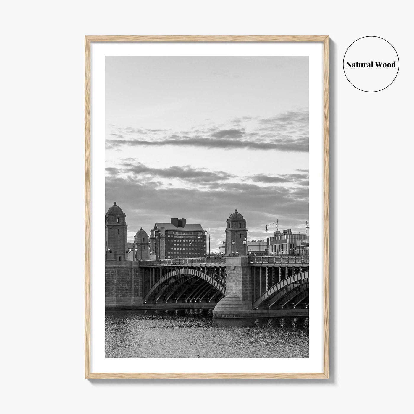Boston Black and White Fine Art Photo Print, Longfellow Bridge Charles River Cambridge Poster