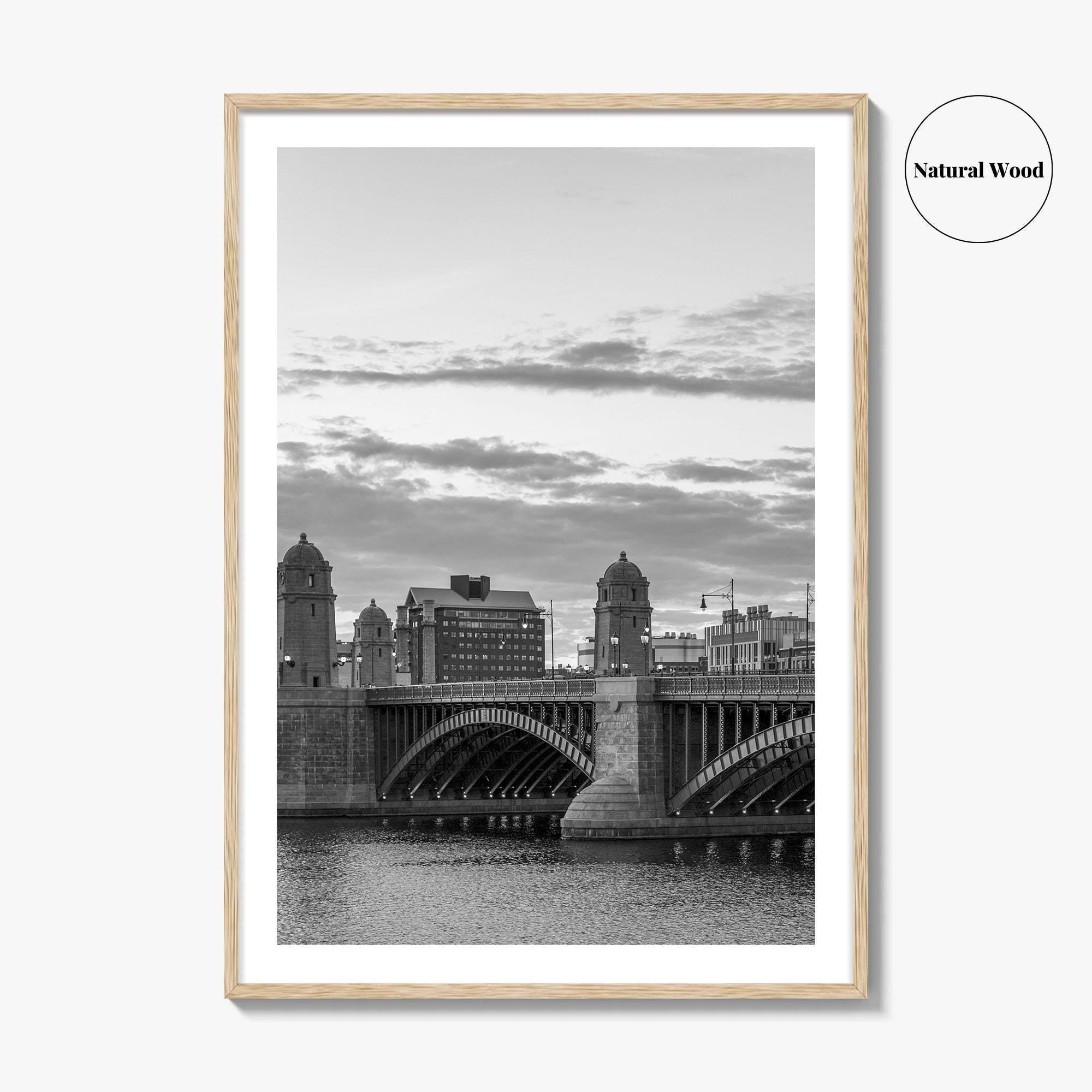Boston Black and White Fine Art Photo Print, Longfellow Bridge Charles River Cambridge Poster