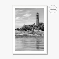 Jupiter Black and White Fine Art Photo Print, Palm Beach Lighthouse Florida USA Poster