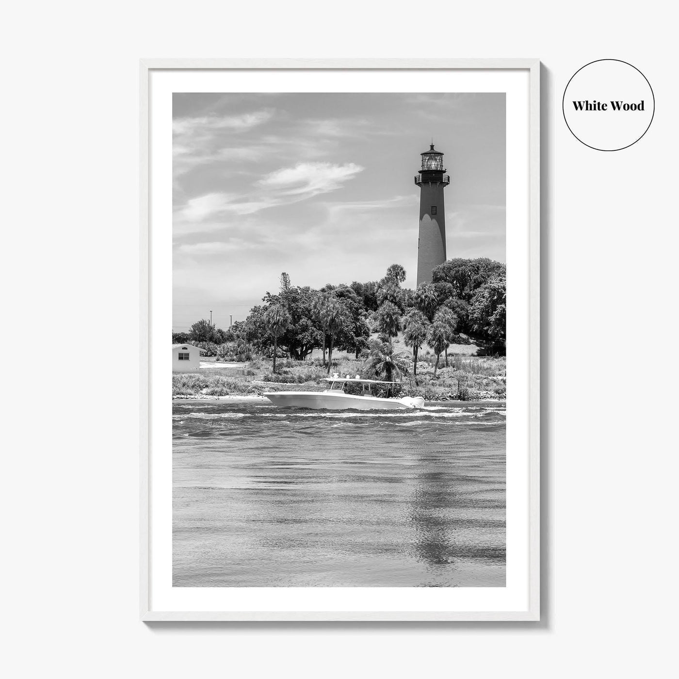 Jupiter Black and White Fine Art Photo Print, Palm Beach Lighthouse Florida USA Poster