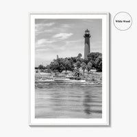 Jupiter Black and White Fine Art Photo Print, Palm Beach Lighthouse Florida USA Poster