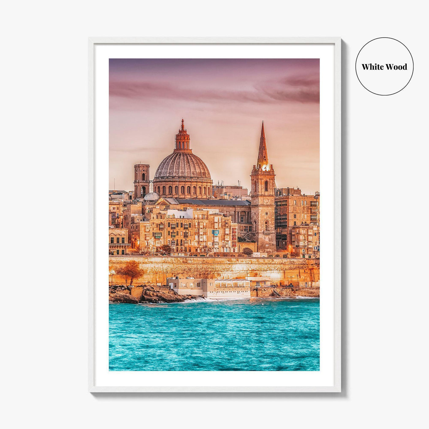 Valletta Malta Skyline Fine Art Photo Print, Marsamxett Harbour, Wall Decor Poster