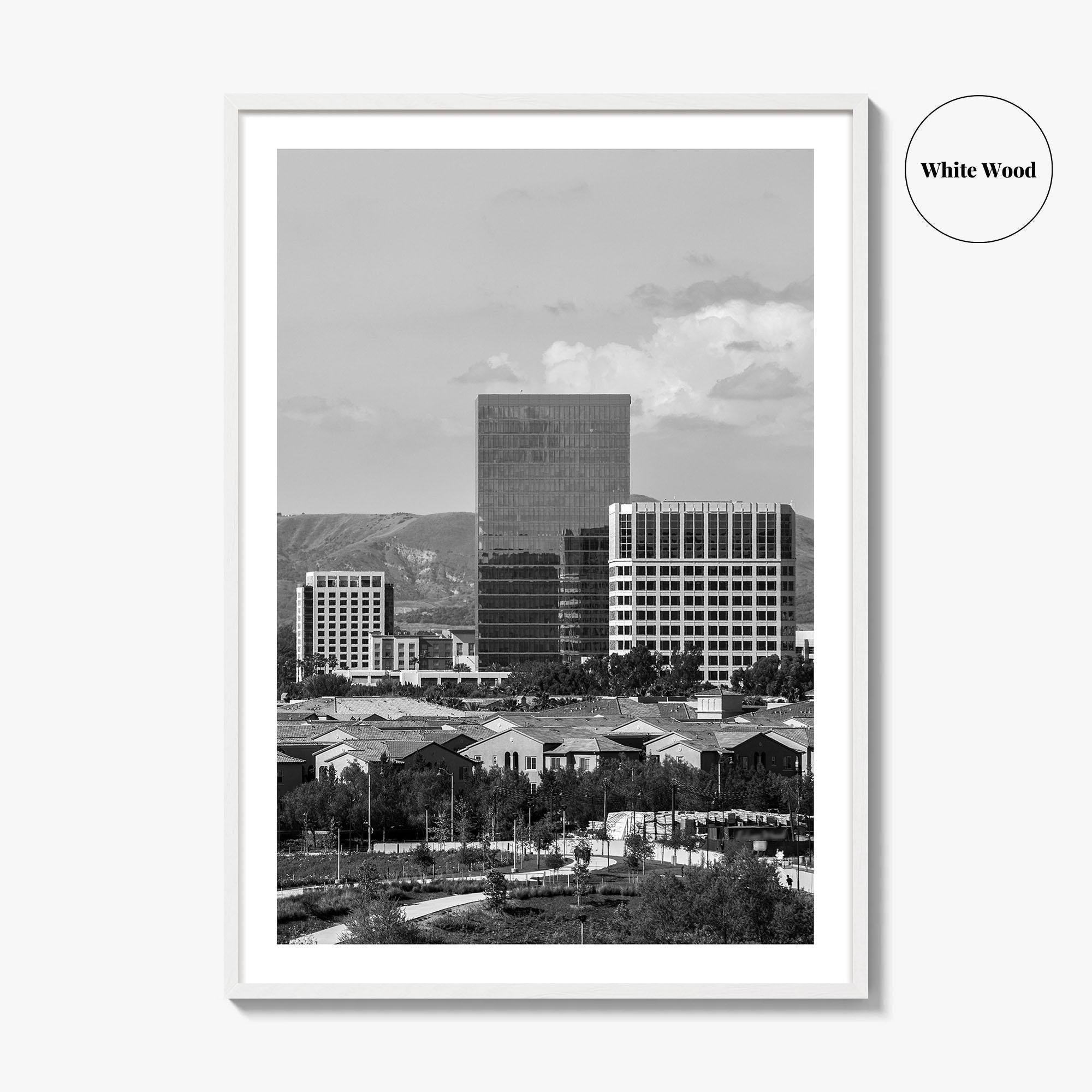 Irvine Skyline Black and White Fine Art Photo Print, Orange County, California Poster