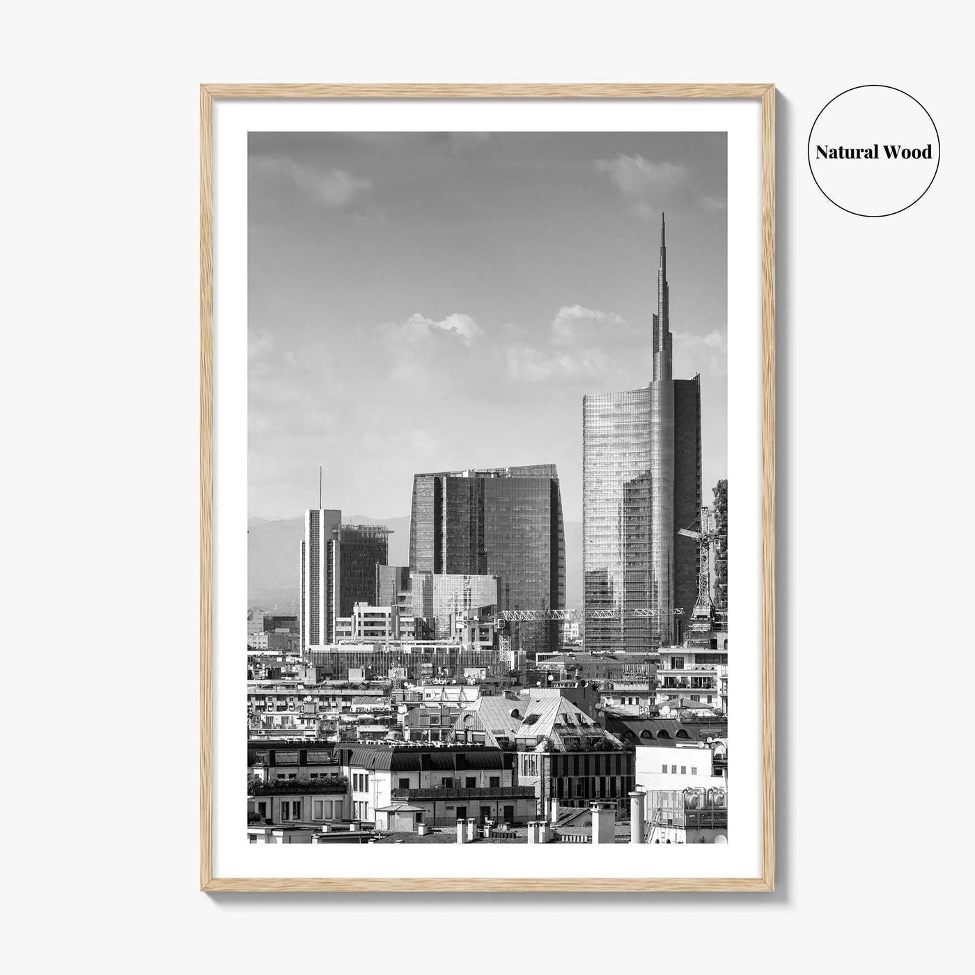 Milan Skyline Black and White Fine Art Photo Print, Porta Nuova, Italy Poster