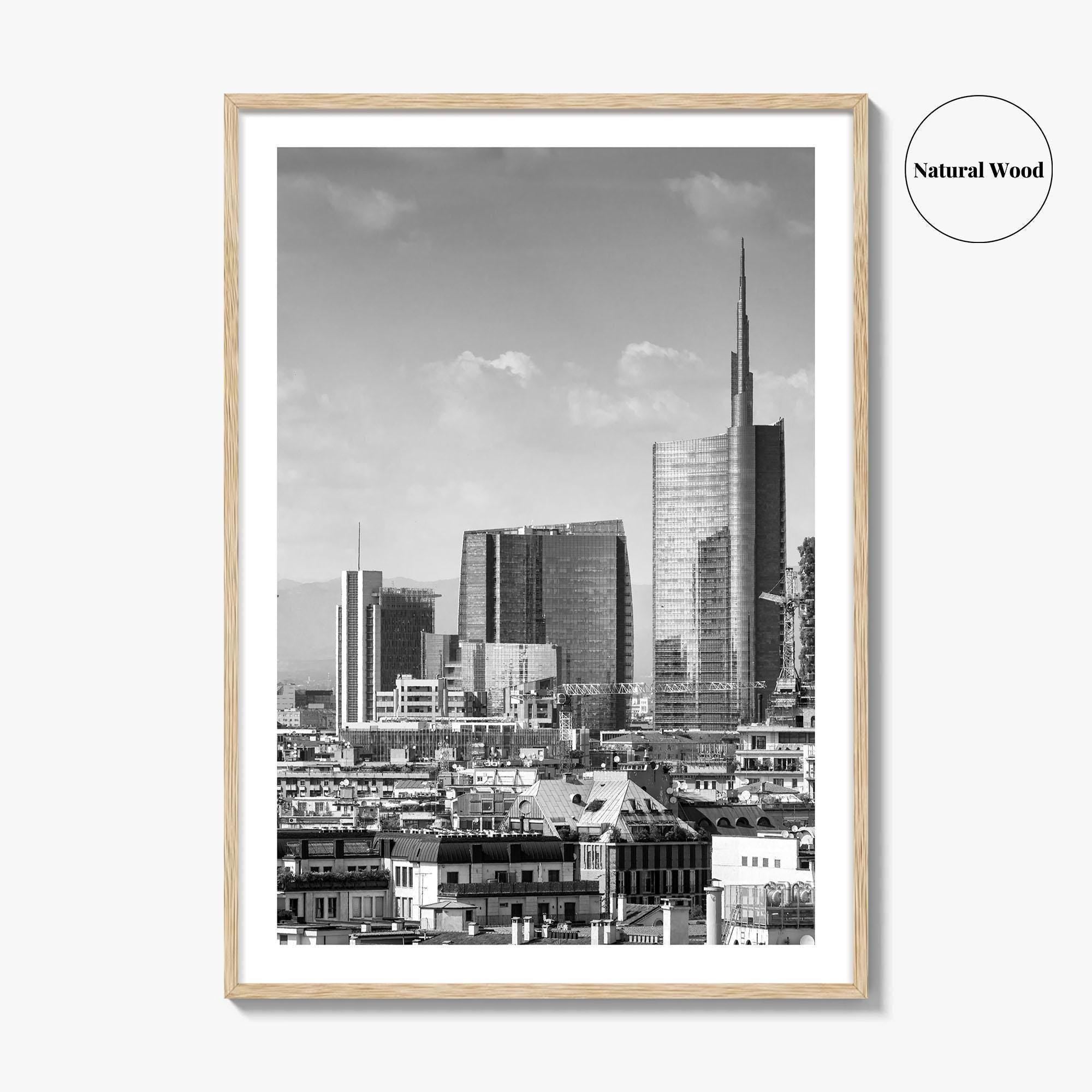 Milan Skyline Black and White Fine Art Photo Print, Porta Nuova, Italy Poster
