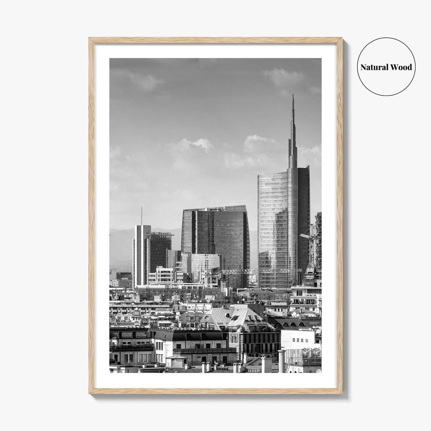 Milan Skyline Black and White Fine Art Photo Print, Porta Nuova, Italy Poster