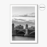 Boston Black and White Fine Art Photo Print, Longfellow Bridge Charles River Cambridge Poster
