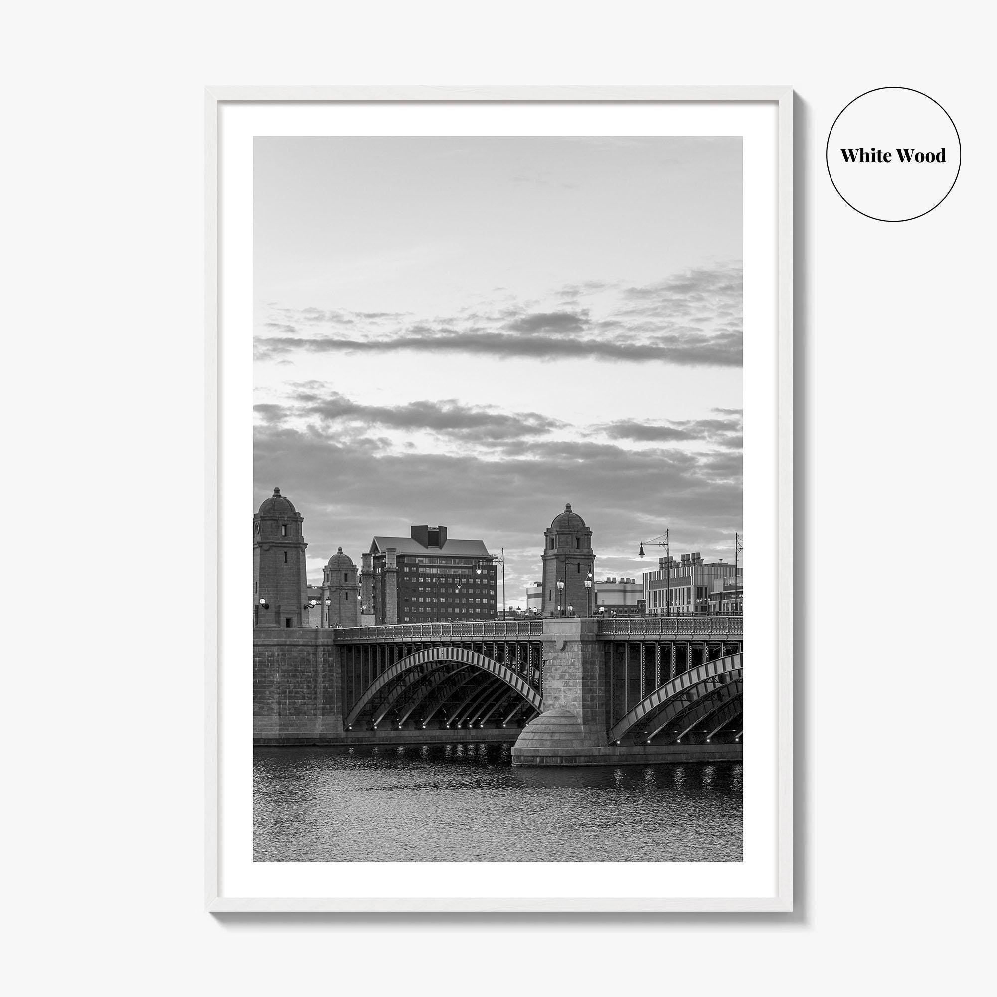 Boston Black and White Fine Art Photo Print, Longfellow Bridge Charles River Cambridge Poster