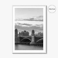 Boston Black and White Fine Art Photo Print, Longfellow Bridge Charles River Cambridge Poster