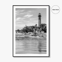 Jupiter Black and White Fine Art Photo Print, Palm Beach Lighthouse Florida USA Poster