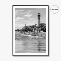 Jupiter Black and White Fine Art Photo Print, Palm Beach Lighthouse Florida USA Poster