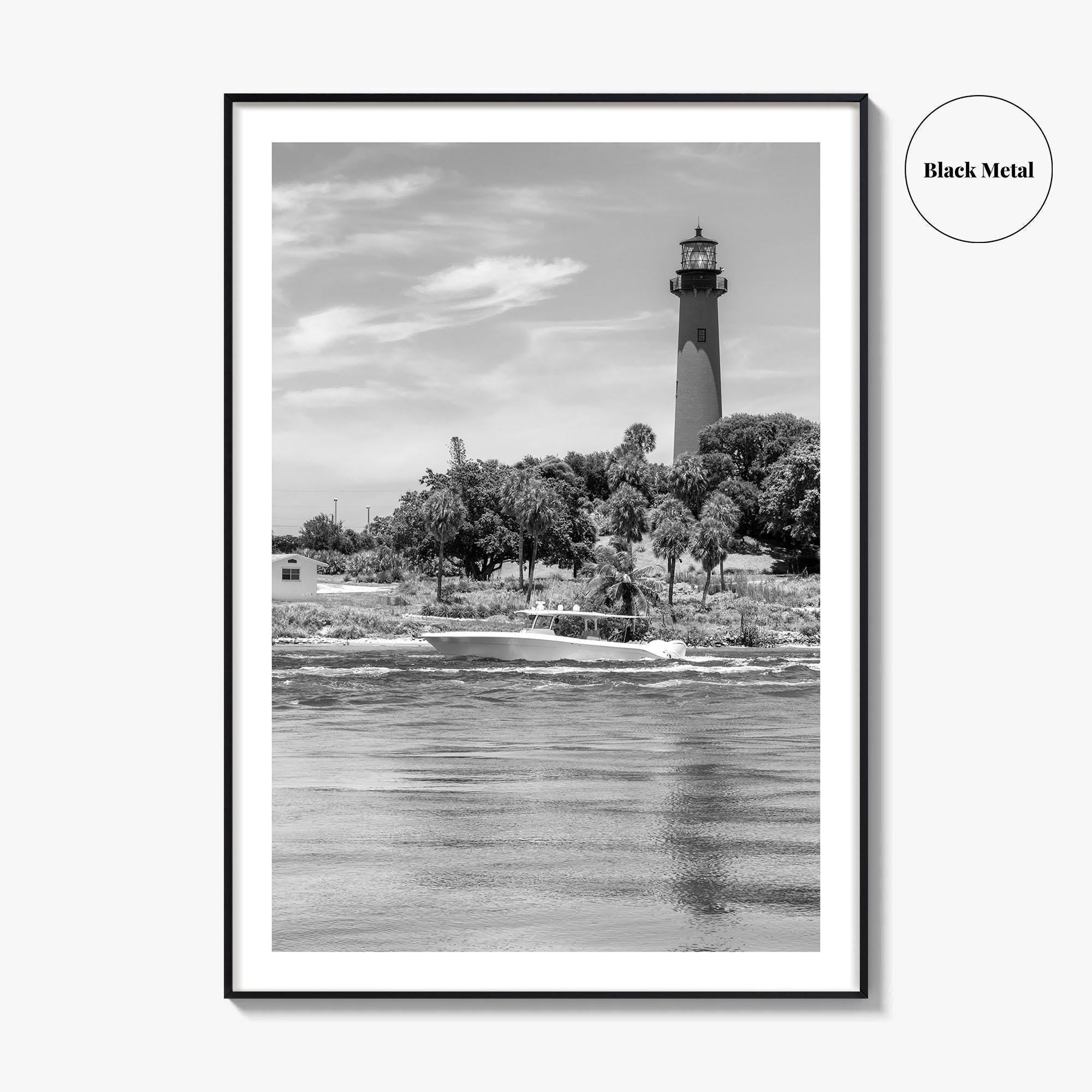 Jupiter Black and White Fine Art Photo Print, Palm Beach Lighthouse Florida USA Poster
