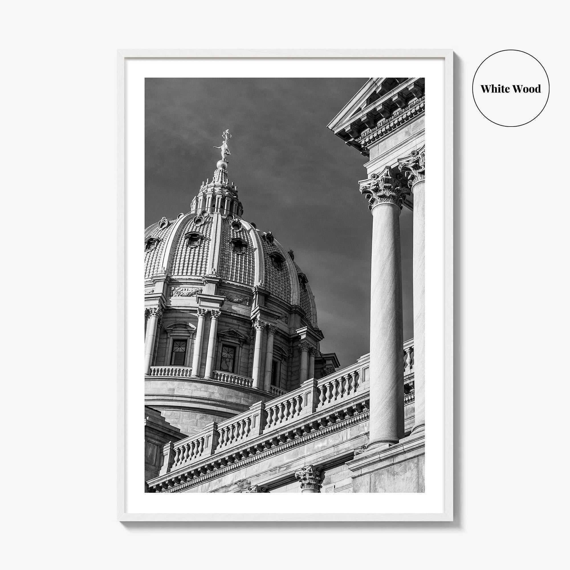 Harrisburg Black and White Fine Art Photo Print, Pennsylvania State Capitol Poster