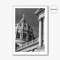 Harrisburg Black and White Fine Art Photo Print, Pennsylvania State Capitol Poster