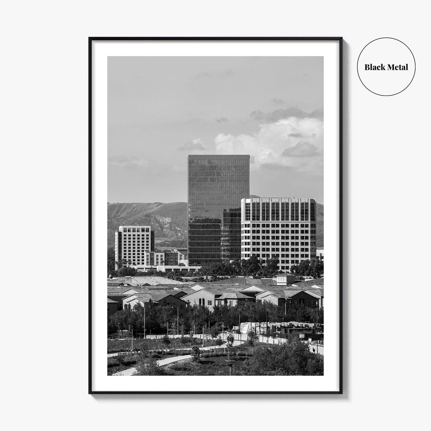 Irvine Skyline Black and White Fine Art Photo Print, Orange County, California Poster