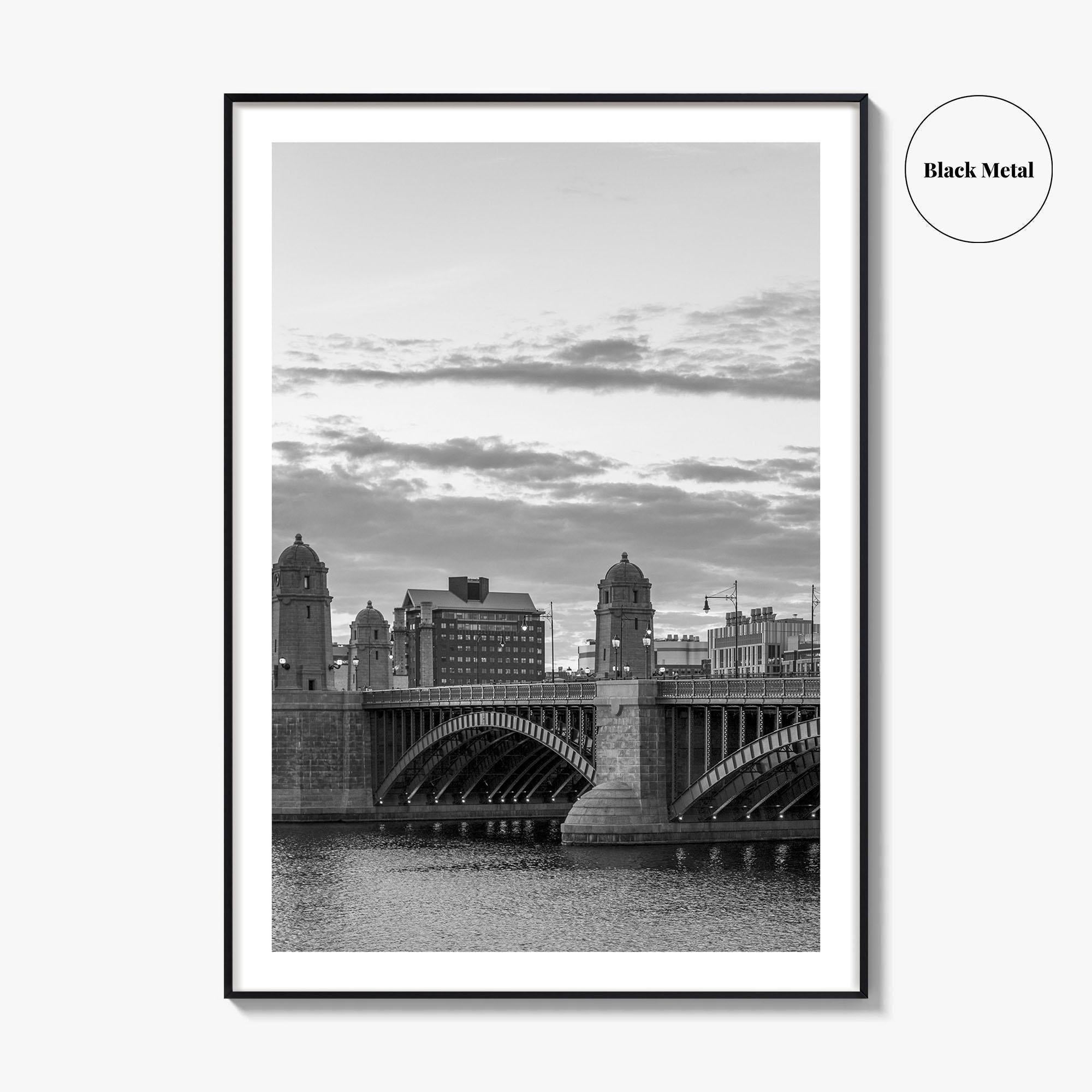 Boston Black and White Fine Art Photo Print, Longfellow Bridge Charles River Cambridge Poster