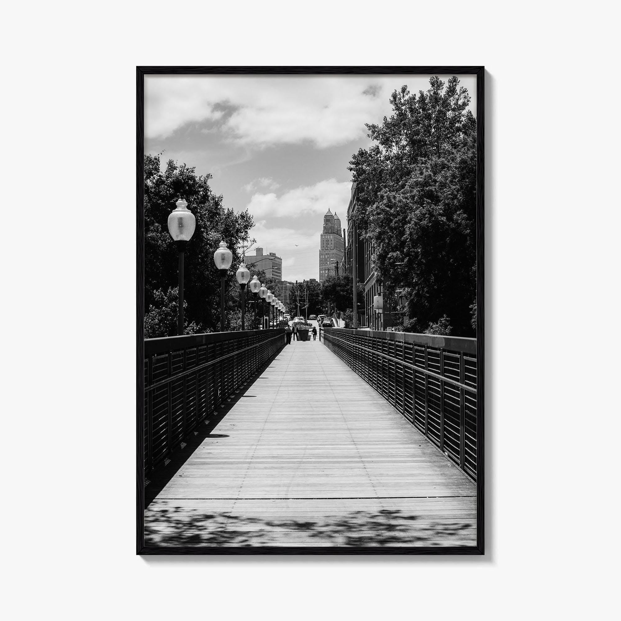 Kansas City Black and White Fine Art Photo Print, Love Bridge Missouri Poster