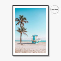 Fort Lauderdale Blue and Yellow Fine Art Photo Print, Florida Beach Lifeguard Tower, USA