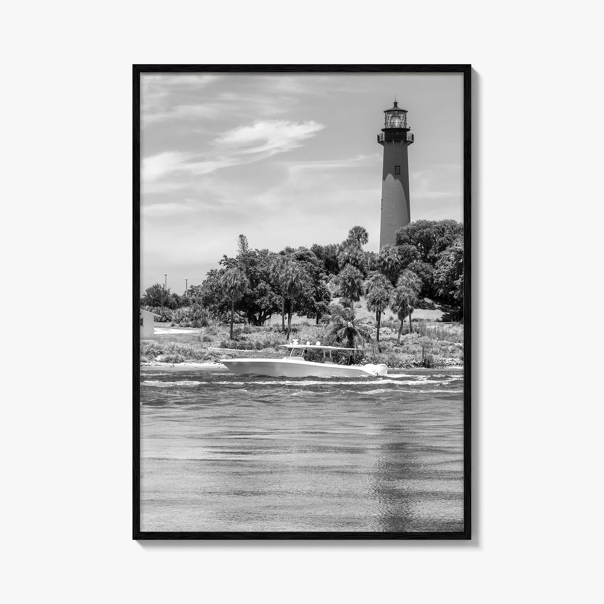 Jupiter Black and White Fine Art Photo Print, Palm Beach Lighthouse Florida USA Poster