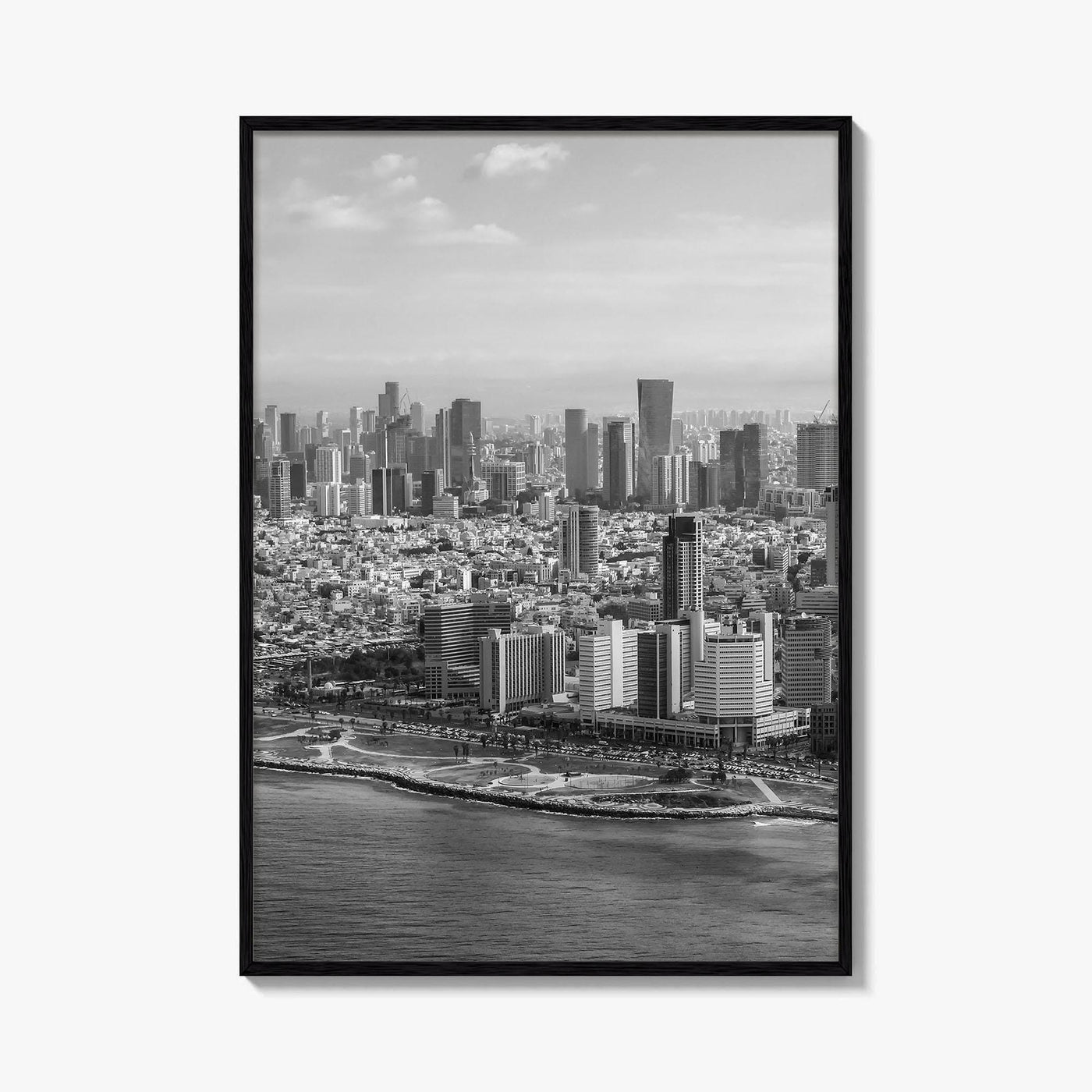 Tel Aviv Skyline Black and White Fine Art Photo Print, Israel Beach Poster