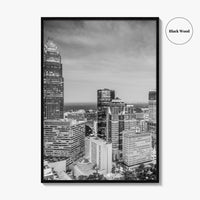 Charlotte Skyline Black and White Fine Art Photo Print, Uptown North Carolina Poster