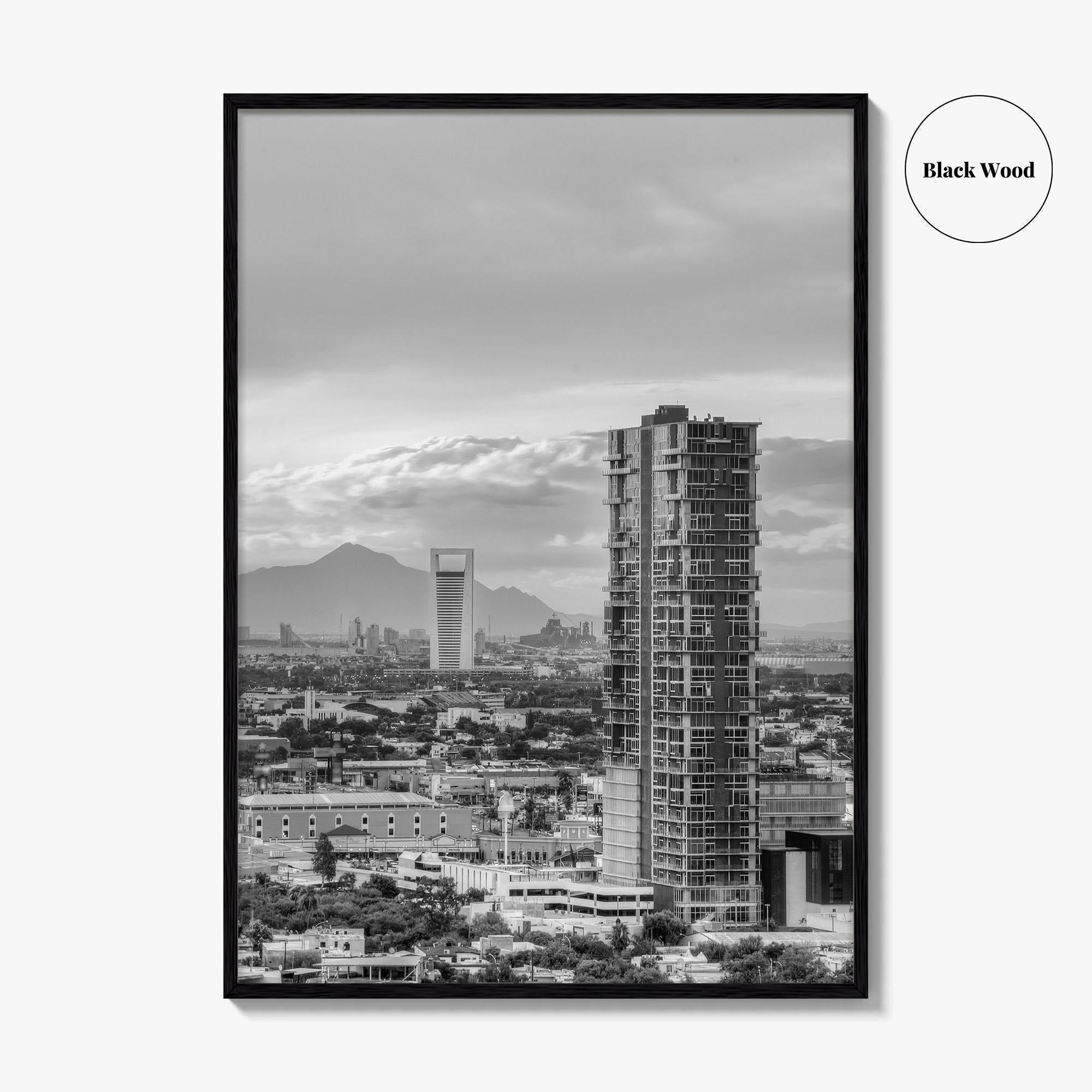 Monterrey Black and White Fine Art Photo Print, Mexico City View, Nuevo Leon Poster
